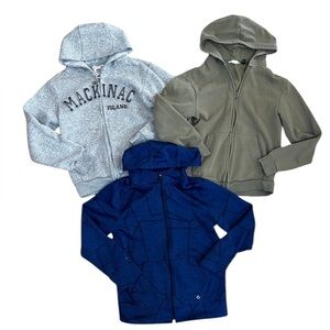 Lot of 3 Boys Full Zip Front Hooded Sweatshirts 10-12